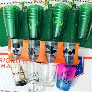 NEW SHOT GLASSES CUPS LOT MIXED SHOTS ALCOHOL KITCHEN PARTY DRINKWARE CELEBRATE